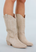 Beige Suede Cowboylaarzen