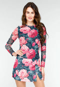 Bloemenprint Two-piece met Lange Mouwen en Skort