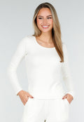 Witte Zachte Stretch Top met Ronde Hals en Lange Mouwen