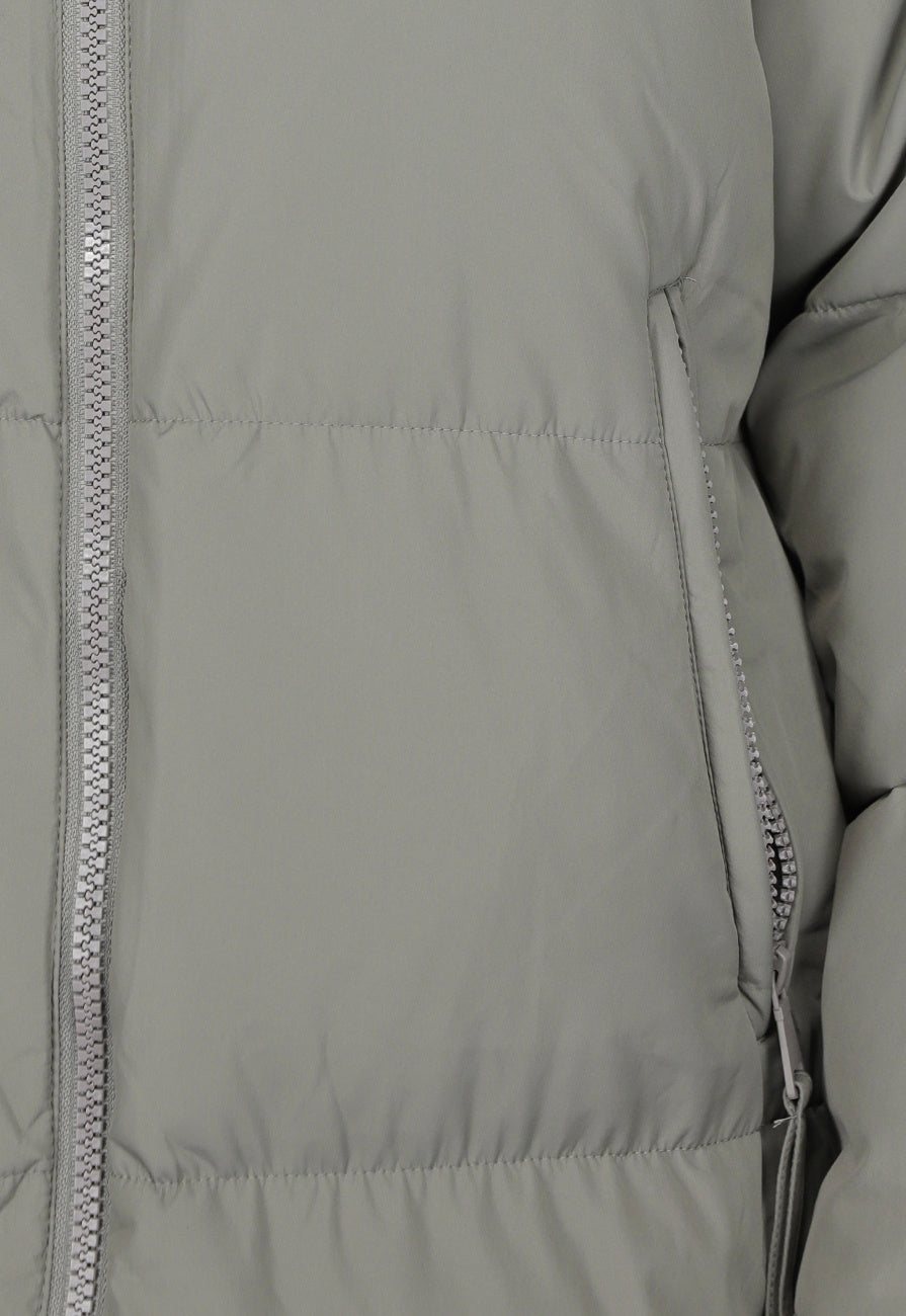Grijze Lange Puffer Winterjas