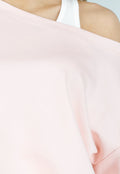 Lichtroze One Shoulder Top met Ingewerkte Top en Stretch