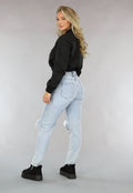 Zwarte Cropped Bomber Jacket