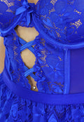 Sexy Royaal Blauwe Lingerie Set met Vast Geplooid Rokje