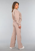 Taupe Joggingpak met Wijduitlopende Broek