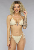 Beige Wavy Bikini Set met Rokje