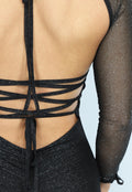 Zwarte Glitter Jurk met Losse Bolero