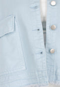 Lichtblauwe Denim Jas met Klepzakken, Trekkoord en Knoopsluiting