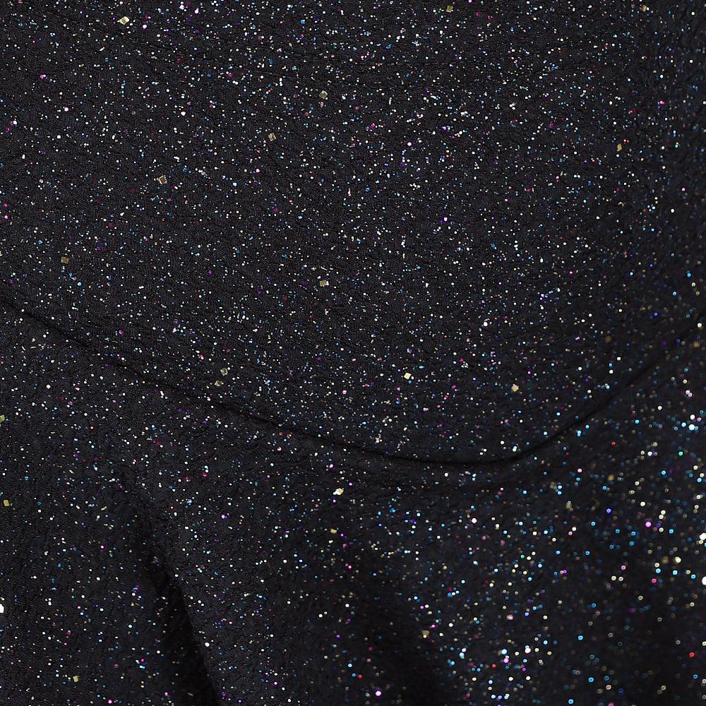 Glitter Galaxy Geplooide Zwarte Skort