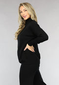 Zwarte Gebreide Two Piece met Col