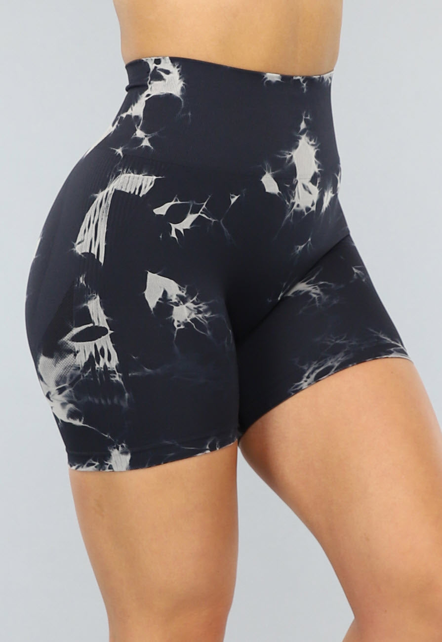 Kort Fitness Broekje met Scrunch in Print