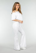 Witte One Shoulder Top met Ingewerkte Top en Stretch
