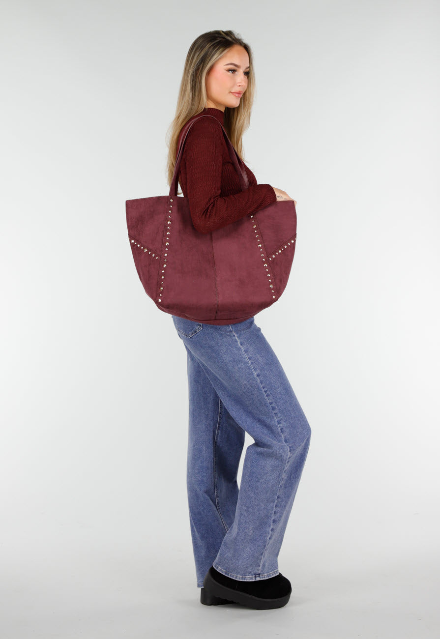 Tote Tas met Studs en Bijpassende Binnenpouch