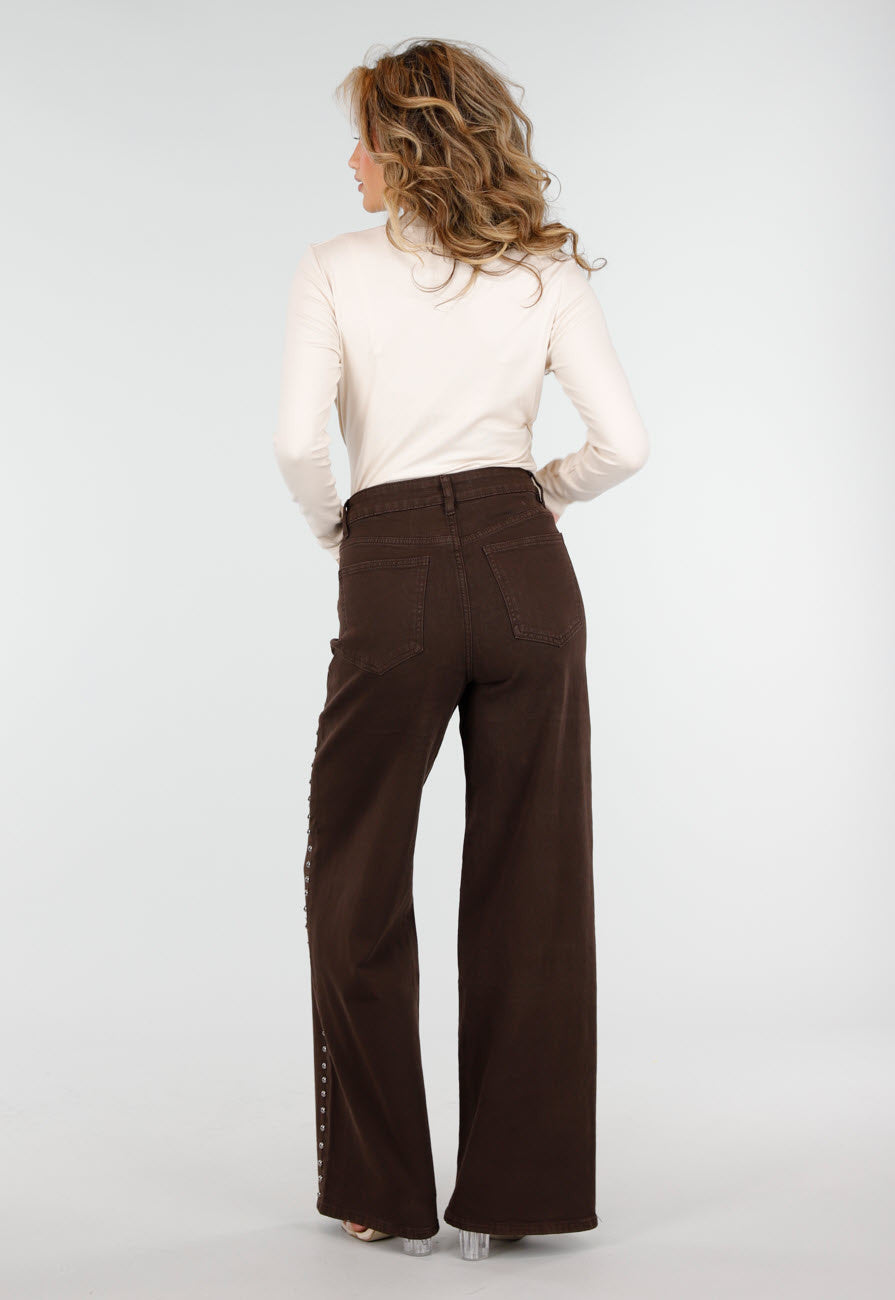 Beige Overslag Top met Lange Mouwen en Stretch