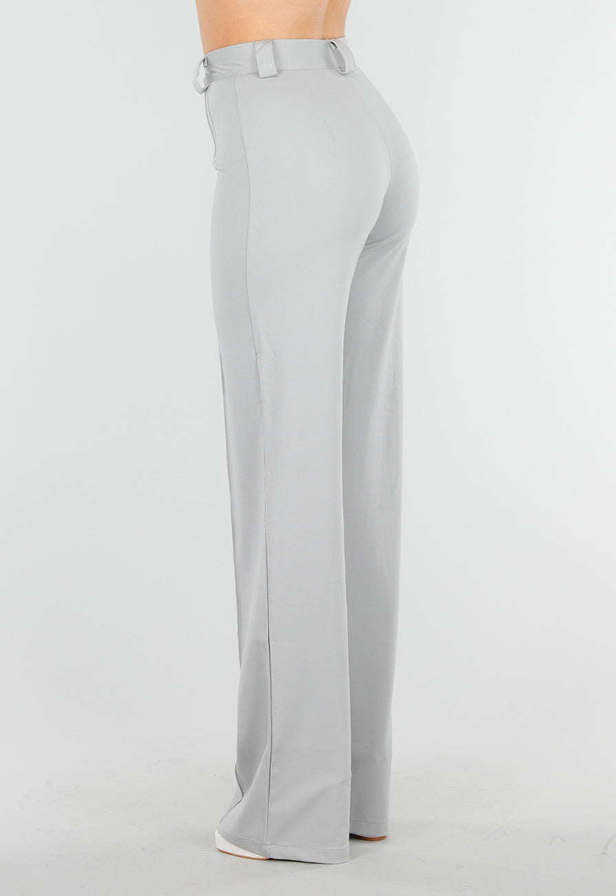 Lichtgrijze Tall Elastische Pantalon met Rechte Pijpen