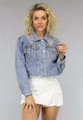 Denim Jasje met Strass Franjes