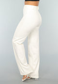 Rechte Aansluitende Offwhite Pantalon met Stretch