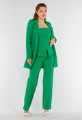 Groene Strapless Gilettop met Knopen en Elastische Band