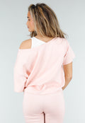 Lichtroze One Shoulder Top met Ingewerkte Top en Stretch