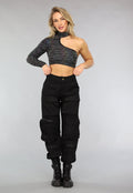 Reflecterende Zebra One Shoulder Top