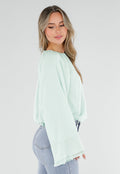Turquoise Blouse met Wijde Lange Mouwen