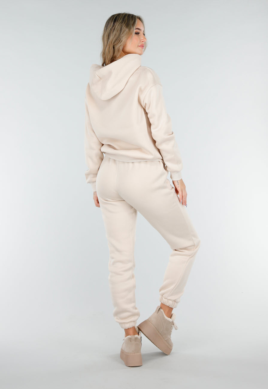 Beige Suède Sneakers met Warme Voering en Plateauzool