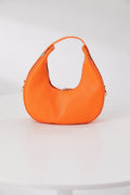 Ronde Oranje Lederlook Tas