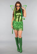 Groene Glitter Fringe Wikkel Rok