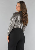 Bodysuit met Hoge Hals en Gouden Print