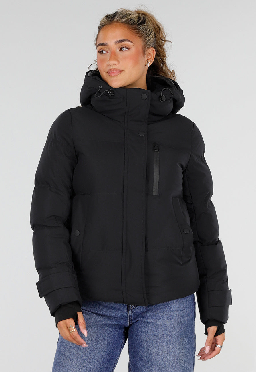 Navy Gewatteerde Puffer Winterjas met Capuchon en Zakken