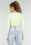 Mintgroene Crop Top met Twist Detail en Pads