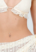 Crème Driedelige Bikini Set met Kant en Bijpassend Rokje