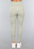 Khaki Sportlegging met Gestreepte Print