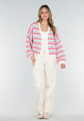 Gebreid Vest met Roze en Blauwe Ruitprint
