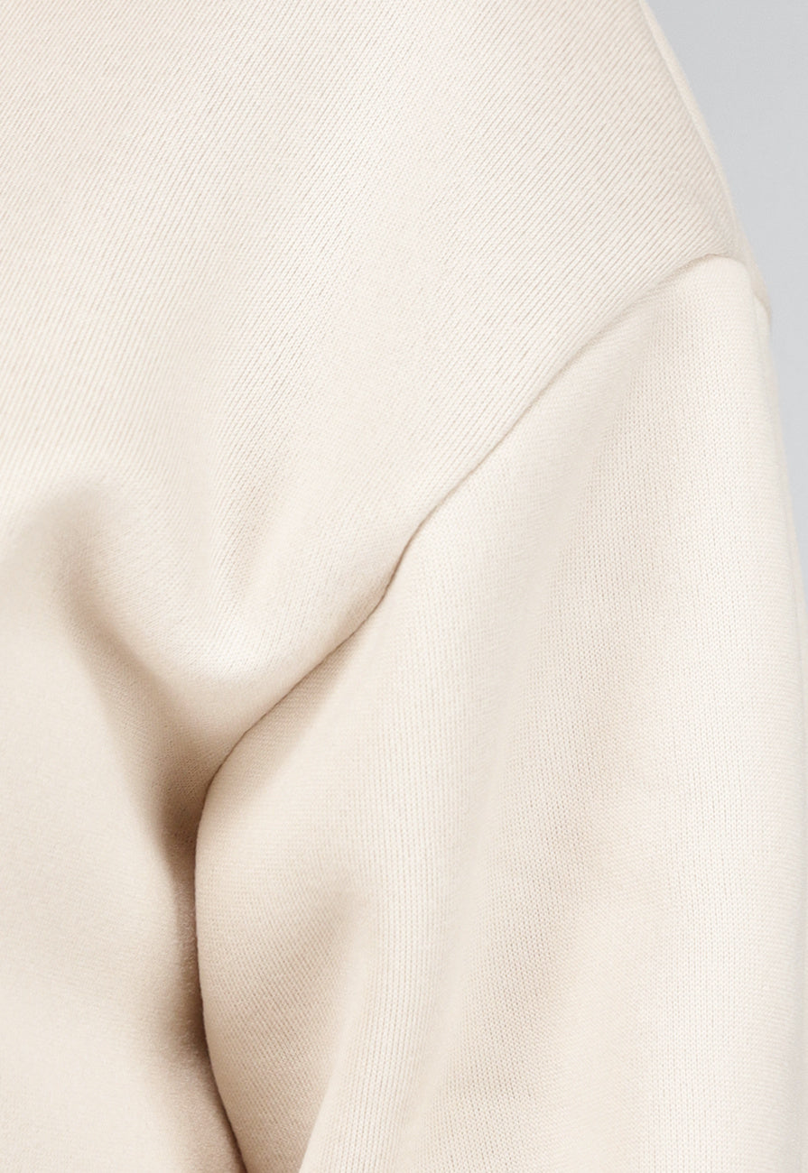 Beige Hoodie Set met Wijduitlopende Broek