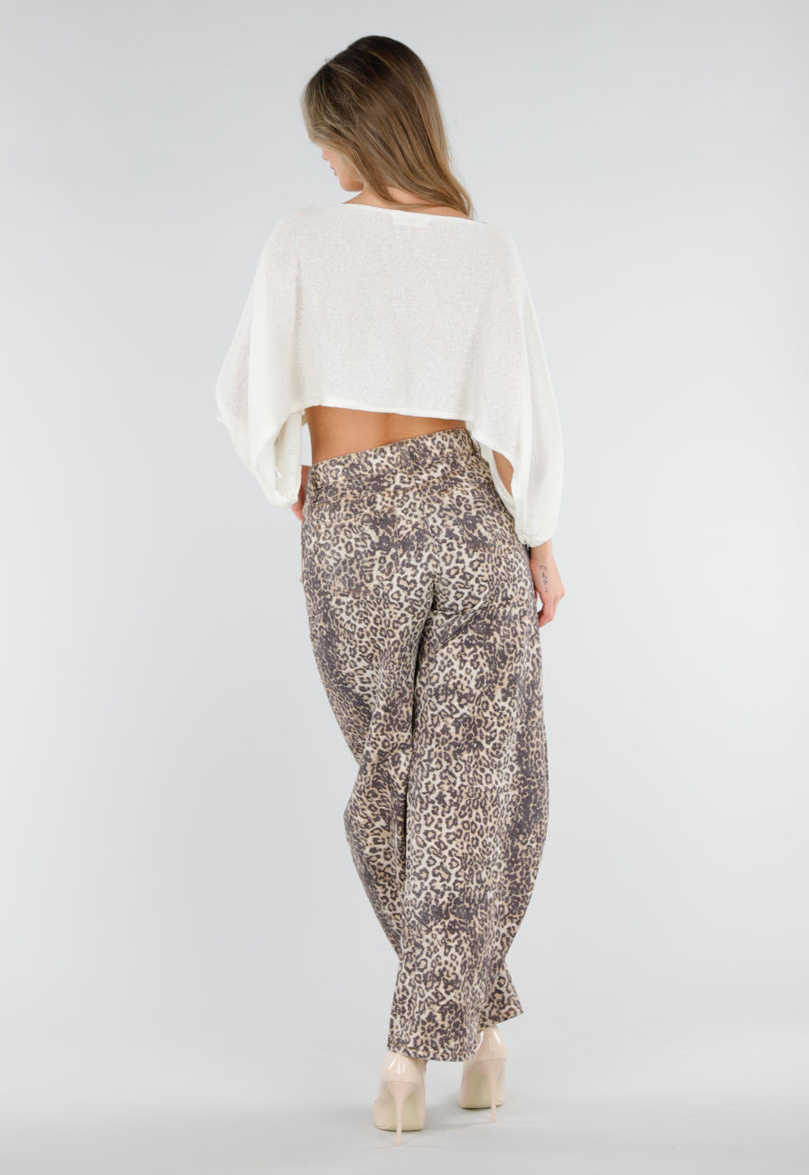 Panterprint Balloon Jeans met High Waist en Barrel Pijpen