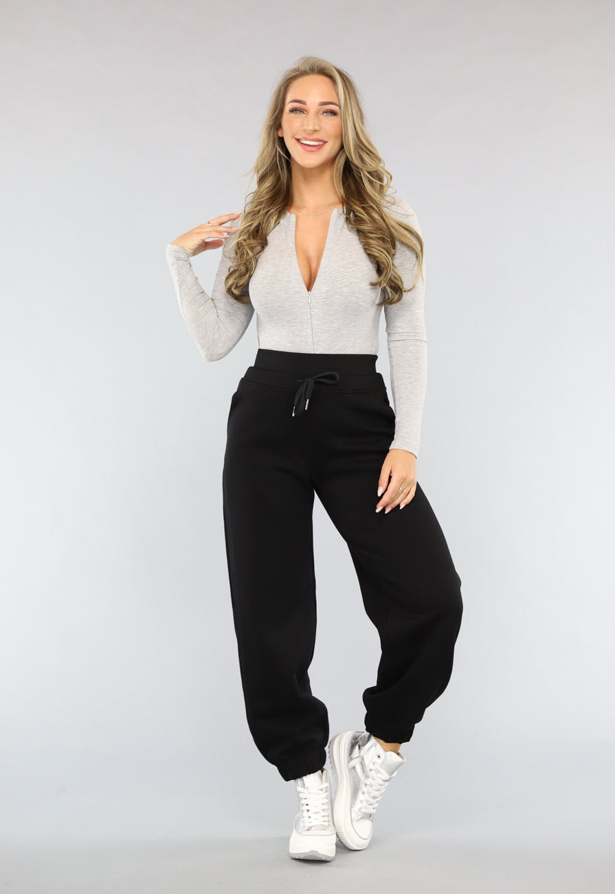 Zwarte Lounge Broek met Grote Elastische Band