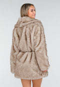 Beige Imitatiebont Jas met Ceintuur