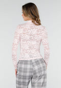 Roze Kanten Top met Lange Mouwen en Stretch