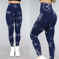Donkerblauwe High Waist Gevlekte Sportlegging