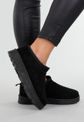 Zwarte Instappers met Suede Look en Verhoogde Profielzool