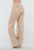 Beige Wide Leg Tall Denim Jeans met Wassing