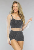 Wit Fishnet Jurkje met Strass