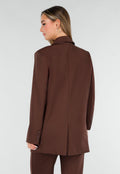 Bruine Oversized Stretch Blazer met Schoudervullingen