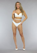 Witte Panty met Fishnet Patroon Extra Groot