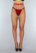 Wijnrode Net Panty met Medium Patroon