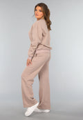 Taupe Joggingpak met Wijduitlopende Broek