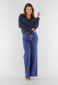 Blauwe Gestreepte Blouse met St. Tropez Borduursel Achterop