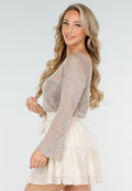 Beige Gebreide Trui met Pailletten