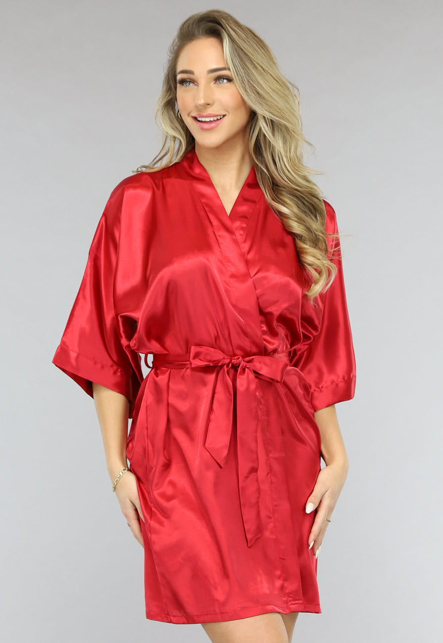 Shiny Rode Satin Kimono