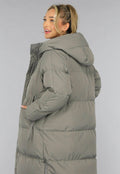 Grijze Lange Puffer Winterjas
